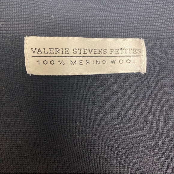 Valerie Stevens PetitesnOpen Front Cardigan Sweater Jacket Black Merino Wool - Picture 3 of 13